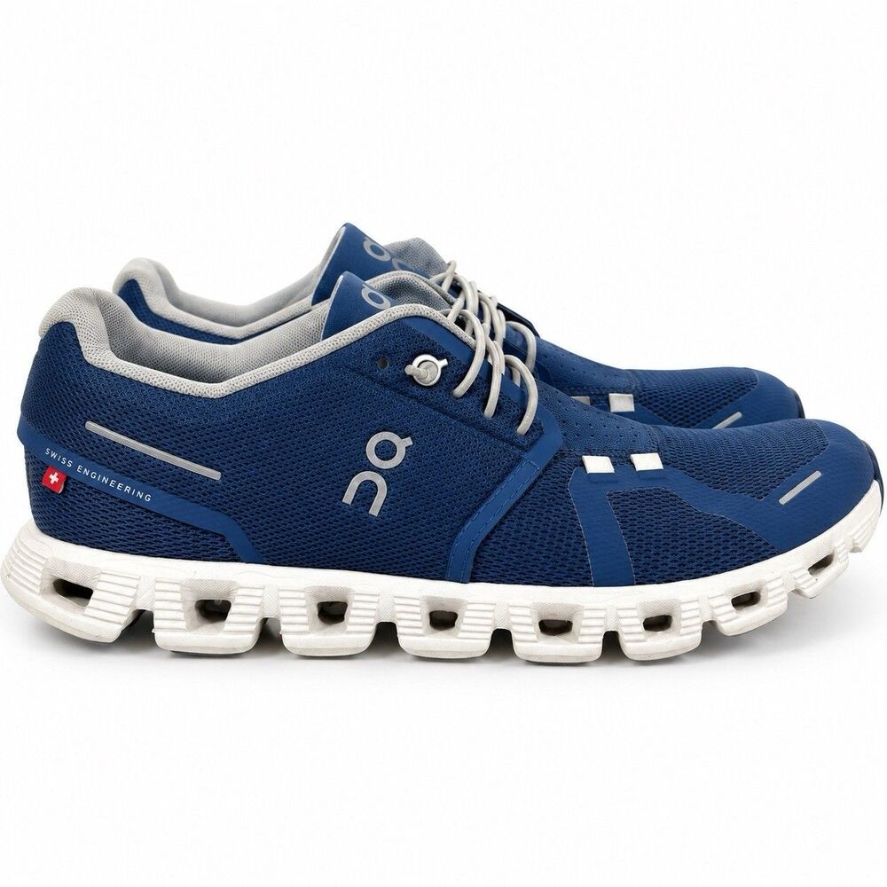 On Cloud 5 Sneakers Womens 8.5 Denim Blue White Running Walking Shoes 59.98901